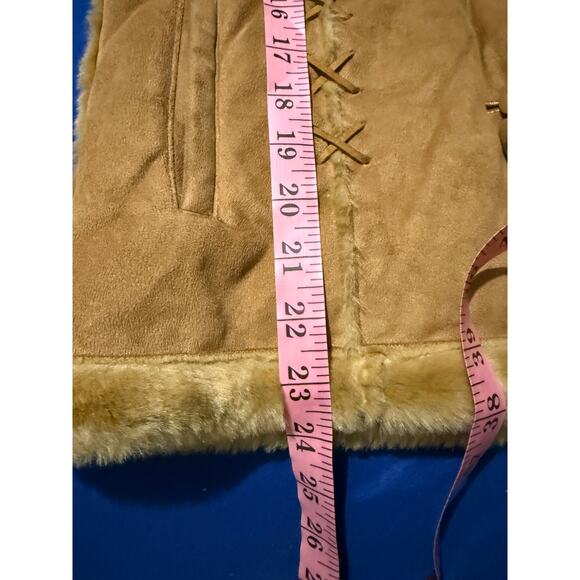 Fitz-Wright vintage tan penny lane faux suede button down‎ jacket womens medium - Picture 7 of 7